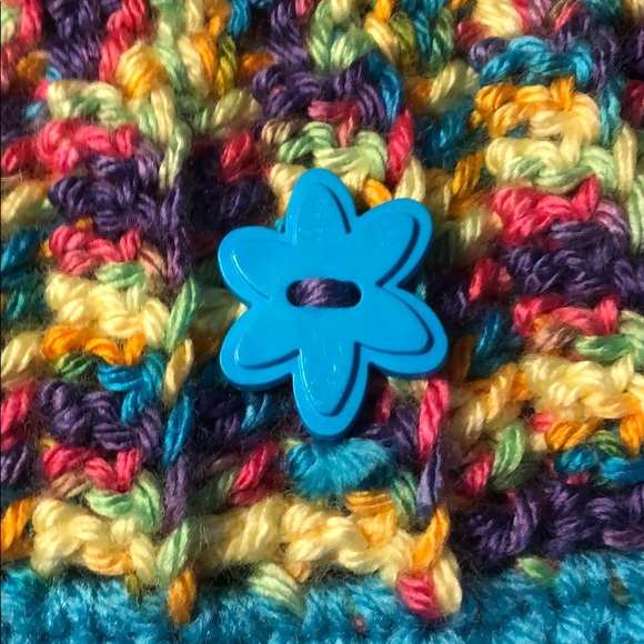 Ladies winter beanie ski hat turquoise new hand crochet by me #356 - Picture 4 of 8